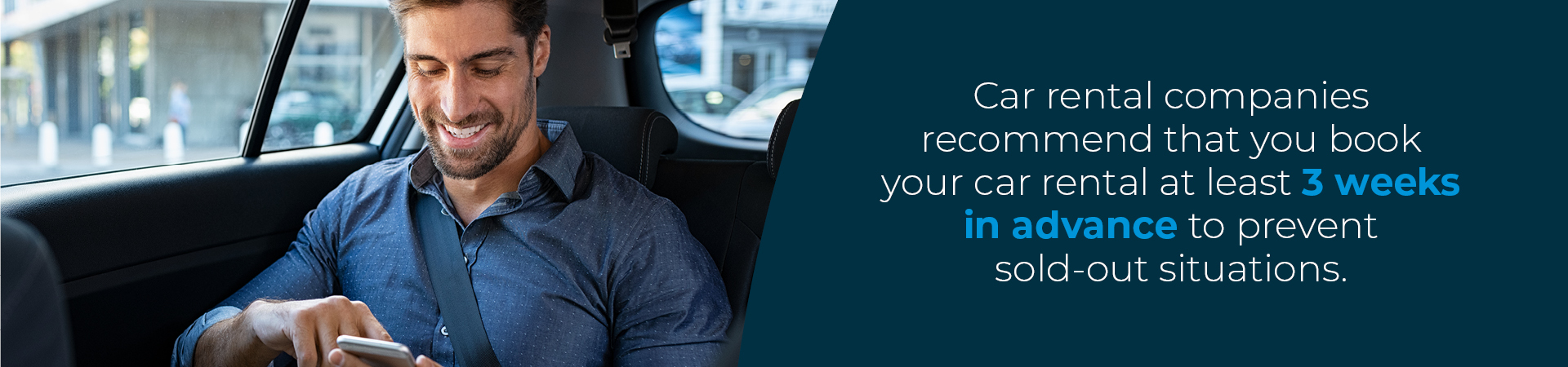 business traveller booking car hire on mobile app 