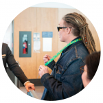Air Canada passenger using the Sunflower lanyard