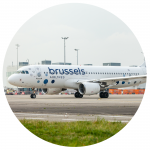 A Brussels Airlines aircraft on the runway