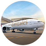 Emirates A380 aircraft on tarmac